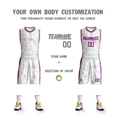 White Purple Reversible Basketball Jersey 3