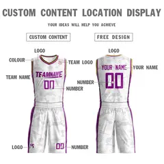 White Purple Reversible Basketball Jersey 4
