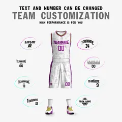 White Purple Reversible Basketball Jersey 5