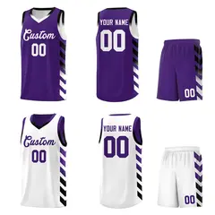 White Purple Reversible Basketball Kits - Side Arrow Purple Black Gradient 2