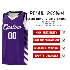 White Purple Reversible Basketball Kits - Side Arrow Purple Black Gradient 3