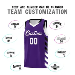 White Purple Reversible Basketball Kits - Side Arrow Purple Black Gradient 4