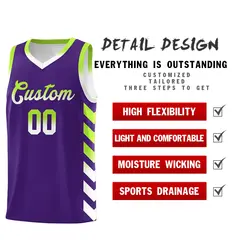 White Purple Reversible Basketball Kits - Side Arrow Purple Neon Green Gradient 3