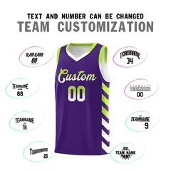 White Purple Reversible Basketball Kits - Side Arrow Purple Neon Green Gradient 4