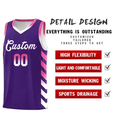 White Purple Reversible Basketball Kits - Side Arrow Purple Pink Gradient 3