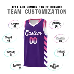 White Purple Reversible Basketball Kits - Side Arrow Purple Pink Gradient 4
