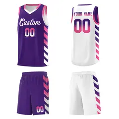 White Purple Reversible Basketball Kits - Side Arrow Purple Pink Gradient 5