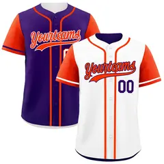 White Purple Reversible Raglan Baseball Jersey
