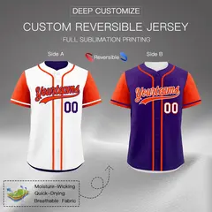 White Purple Reversible Raglan Baseball Jersey 2