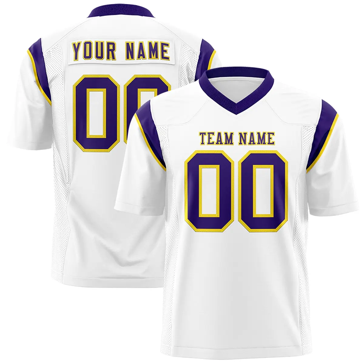 White Purple Shoulder Cut Two-Tone Flag Football Jersey