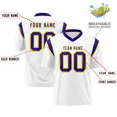 White Purple Shoulder Cut Two-Tone Flag Football Jersey 2