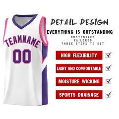 White Purple Side Design Basketball Jersey Sports Uniform 2