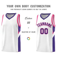 White Purple Side Design Basketball Jersey Sports Uniform 3