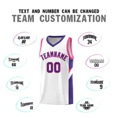 White Purple Side Design Basketball Jersey Sports Uniform 4