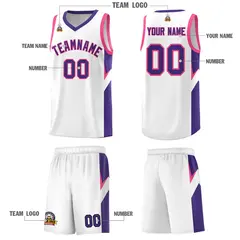 White Purple Side Design Basketball Jersey Sports Uniform 5