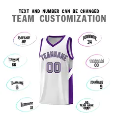 White Purple Side Design Basketball Jersey Sports Uniform 4