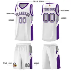 White Purple Side Design Basketball Jersey Sports Uniform 5