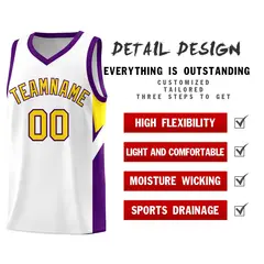White Purple Side Design Basketball Jersey Sports Uniform 2