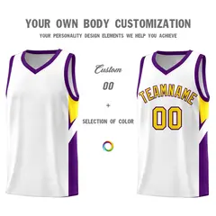 White Purple Side Design Basketball Jersey Sports Uniform 3