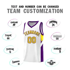 White Purple Side Design Basketball Jersey Sports Uniform 4