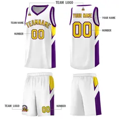 White Purple Side Design Basketball Jersey Sports Uniform 5