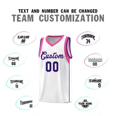 White Purple Sleeve Color Blocking Classic Basketball Jersey 4
