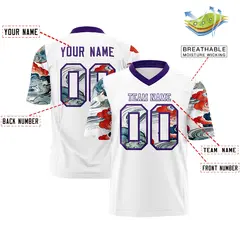 White Purple Sleeve Ukiyo-e Auspicious Clouds Graffiti Football Jersey 2