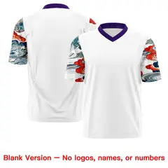 White Purple Sleeve Ukiyo-e Auspicious Clouds Graffiti Football Jersey 7