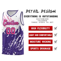 White Purple Snow Mountain Beast Pattern Basketball Jersey 2