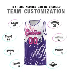 White Purple Snow Mountain Beast Pattern Basketball Jersey 4