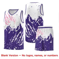 White Purple Snow Mountain Beast Pattern Basketball Jersey 7