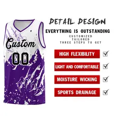 White Purple Snow Mountain Beast Pattern Basketball Jersey 2