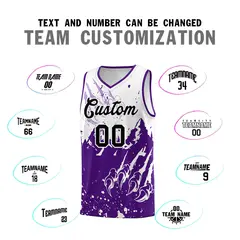 White Purple Snow Mountain Beast Pattern Basketball Jersey 4