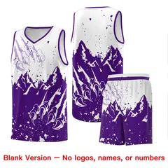 White Purple Snow Mountain Beast Pattern Basketball Jersey 7