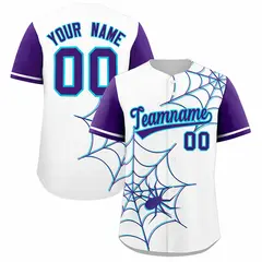 White Purple Spider Web Raglan Authentic Baseball Jersey