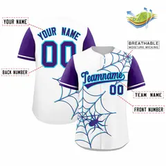 White Purple Spider Web Raglan Authentic Baseball Jersey 2