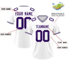 White Purple Square Neckline Football Jersey 2