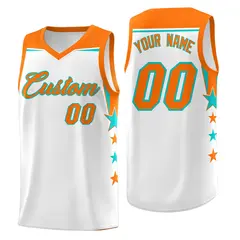 White Purple Star Color Block Two Tone Side Basketball Jersey 1