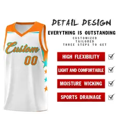 White Purple Star Color Block Two Tone Side Basketball Jersey 2