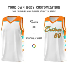 White Purple Star Color Block Two Tone Side Basketball Jersey 3