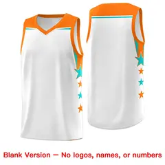 White Purple Star Color Block Two Tone Side Basketball Jersey 6