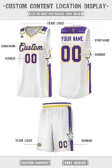 White Purple Star Graffiti Sports Basketball Jersey 2