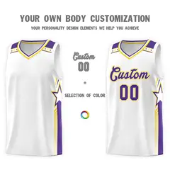 White Purple Star Graffiti Sports Basketball Jersey 3
