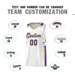 White Purple Star Graffiti Sports Basketball Jersey 4
