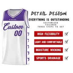 White Purple Star Pattern Team Basketball Jersey 2