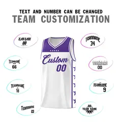 White Purple Star Pattern Team Basketball Jersey 4