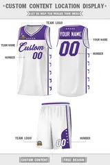 White Purple Star Pattern Team Basketball Jersey 5