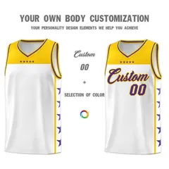 White Purple Star Pattern Team Basketball Jersey 3