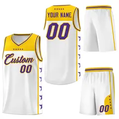 White Purple Star Pattern Team Basketball Jersey 6