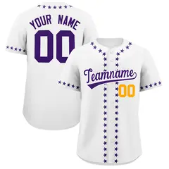 White Purple Star Ribbing Authentic Baseball Jersey